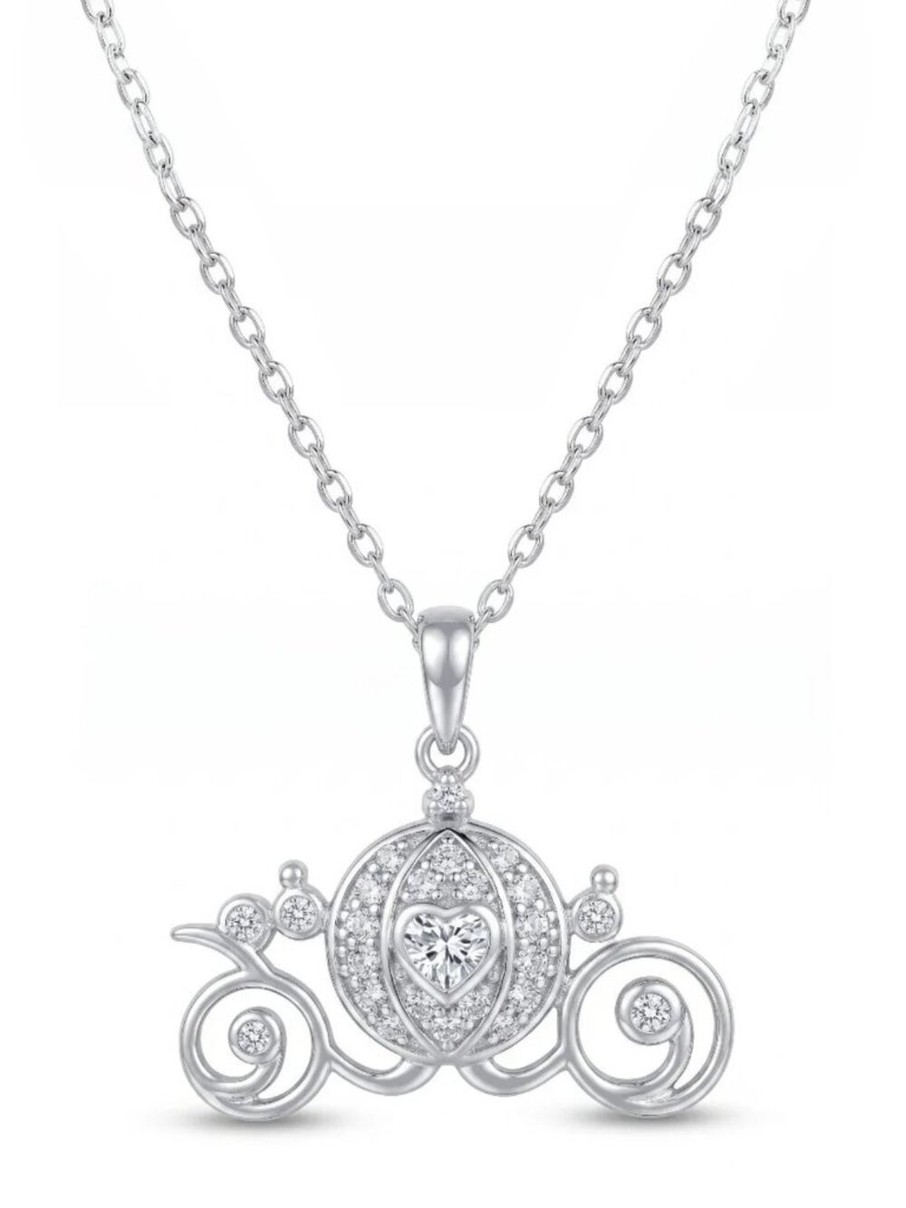 Pumpkin Carriage Necklace, 925 Sterling Silver, Charmed Aroma Cinderella